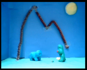 Screenshot from "Fighting the Gorilla" stop-motion animated film.